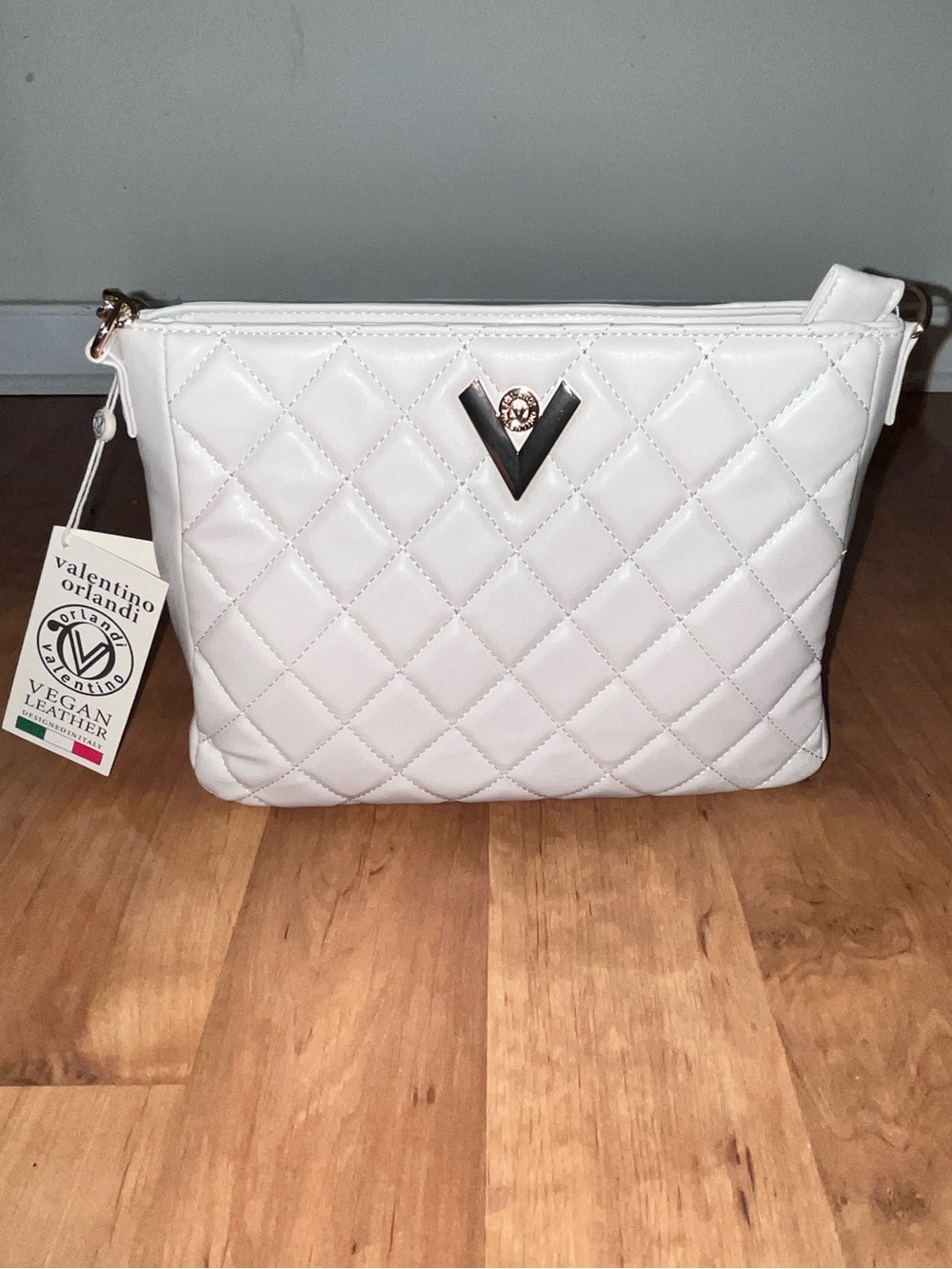 NWT Valentino Orlandi White Quilted Crossbody Bag
